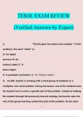 TESOL EXAM REVIEW SET. questions verified with 100% correct answers