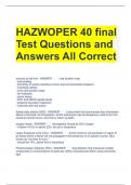 HAZWOPER 40 final Test Questions and Answers All Correct 