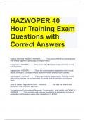 HAZWOPER 40 Hour Training Exam Questions with Correct Answers 