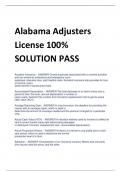 Alabama Adjusters License 100% SOLUTION PASS/Alabama Boating License 100% SOLUTION/Alabama License Law 100% SOLUTION/ Exam (elaborations) Alabama Real Estate License Law 100% SOLUTION PASS