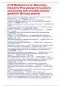 D128 Mathematics for Elementary  Educators Preassessment Questions  and answers with complete solution  graded A+ (Already passed)