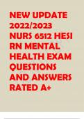 NEW UPDATE 2022/2023 NURS 6512 HESI RN MENTAL HEALTH HESI REVIEW EXAM QUESTIONS AND ANSWERS BEST RATED A+ ASSURED SUCCESS 