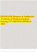 TESTBANK Brunner & Suddarth's Textbook of Medical-Surgical  Nursing 15th EDITION HINKLE 2023