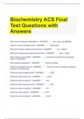 Biochemistry ACS Final Test Questions with Answers 