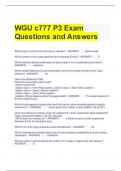 WGU c777 P3 Exam Questions and Answers 