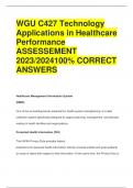 WGU C427 Technology  Applications in Healthcare  Performance ASSESSEMENT  2023/2024100% CORRECT  ANSWERS