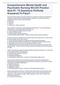 Comprehensive Mental Health and Psychiatric Nursing NCLEX Practice Quiz #1: 75 Questions Perfectly Answered To Pass!!