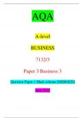 AQA A-level BUSINESS 7132/3 Paper 3 Business 3 Question Paper + Mark scheme [MERGED] June 2022 *Jun227132301* IB/G/Jun22/E7 7132/3 For Examiner’s Use Question Mark 1 2