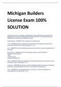 Michigan Builders  License Exam 100%  SOLUTION