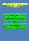 Test Bank For Leading and Managing in Nursing, 8th Edition by Patricia S. Yoder-Wise, Susan Sportsman Chapter 1 - 30 | 100 % Verified