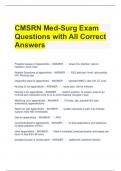 CMSRN Med-Surg Exam Questions with All Correct Answers 