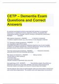 CETP – Dementia Exam Questions and Correct Answers 