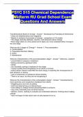 PSYC 515 Chemical Dependence Midterm RU Grad School Exam Questions And Answers