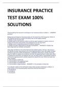 INSURANCE PRACTICE  TEST EXAM 100%  SOLUTIONS