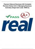 Pearson Edexcel Business IAS Complete Revision Notes Unit 2: Managing Business Activities (Paper/Unit code: WBS12)