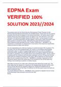 EDPNA Exam VERIFIED 100%  SOLUTION 2023//2024