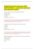 NURS 209 Practice Questions HESI (PATHO BOOK). Latest Bank Questions with rationale answers