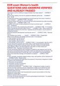 EOR exam Women's health QUESTIONS AND ANSWERS VERIFIED AND ALREADY PASSEDThe fundus is at the umbilicus at approximately how many weeks? -    CORRECT ANS   20 At how many weeks is the test for gestational diabetes performed -    CORRECT ANS   24-28 At 