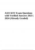 KSV A321 Exam Questions with Correct and Verified Answers 2023 | 2024 (Already Graded)