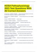 HOSA Pathophysiology 2023 Test Questions With All Correct Answers