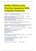 HOSA CPR/First Aid Practice Questions With Complete Solutions