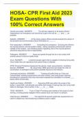 HOSA- CPR First Aid 2023 Exam Questions With 100% Correct Answers