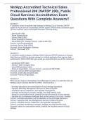 NetApp Accredited Technical Sales Professional 200 (NATSP 200), Public Cloud Services Accreditation Exam Questions With Complete Answers!!