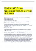 WAPS 2023 Exam Questions with All Correct Solutions