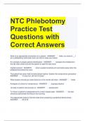 NTC Phlebotomy Practice Test Questions with Correct Answers 