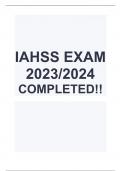 Exam (elaborations) IAHSS EXAM 2023-2024 COMPLETED!! 