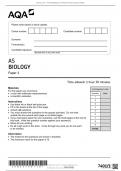 AQA JUNE 2022 BIOLOGY AS LEVEL 7401 PAPER 1 and  MARKSHEME MS