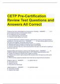 CETP Pre-Certification Review Test Questions and Answers All Correct 