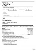 AQA AS PSYCHOLOGY Paper 1 May 2023 official question paper/ Introductory topics in psychology