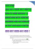 HESI EXIT NSNG 2231 MENTAL HEALTH CARE MODULE 1_4 QUESTIONS WITH VERIFIED ANSWERS AND RATIONALES LATEST 2023  -2024  RATED A+