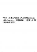 NUR 145 PAPER 1 EXAM Questions with Answers | 2023/2024