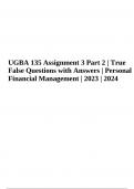 UGBA 135 Assignment 3 Part 2 | True False Questions with Answers | Personal Financial Management | 2023 | 2024