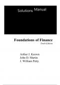 Foundations of Finance 10th Edition By Arthur Keown, John Martin, William Petty (Solution Manual)