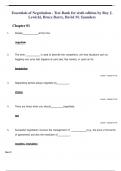 Essentials of Negotiation - Test Bank for sixth edition by Roy J. Lewicki, Bruce Barry, David M. Saunders. ISBN-10 0077862465 ISBN-13 978-0077862466