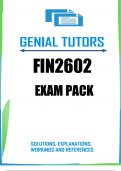 Summary FIN2602 Personal Financial Management Exam Pack with Comprehensive Answers