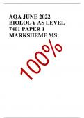 AQA JUNE 2022 BIOLOGY AS LEVEL 7401 PAPER 1 MARKSHEME MS