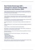 Real Estate Brokerage SAE - Champion's School of Real Estate Questions And Answers 2023