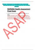 NUR 2092 / NUR2092HEALTH ASSESSMENT FINAL EXAM BRAND NEW Q&A INCLUDED OVER 130 QUESTIONS WITH 100% CORRECT ANSWERS