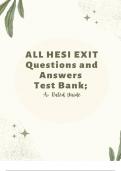 HESI EXIT QUESTIONS AND ANSWERS QBANK; A+ RATED GUIDE 