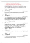 PHARMACOLOGY MIDTERM TEST CORRECT QUESTIONS AND ANSWERS 