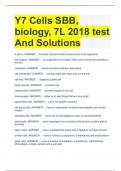 Y7 Cells SBB, biology, 7L 2018 test And Solutions