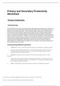 Primary and Secondary Productivity Worksheet -  Irvine High School BIO AP