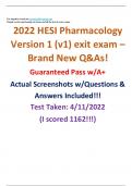 HESI Pharmacology (Pharm) Exam Version 1 (V1) 