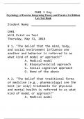 Complete Test Bank Psychology of Exercise Integrating Theory and Practice 3rd Edition Lox  Questions & Answers with rationales (Chapter 1-14)