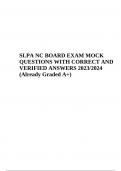 SLPA NC BOARD EXAM MOCK QUESTIONS WITH CORRECT AND VERIFIED ANSWERS 2023/2024 (Already Graded A+)