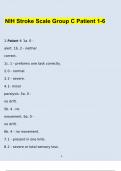 NIH Stroke Scale Group C Patient 1-6 Complete Answer key Updated 2024